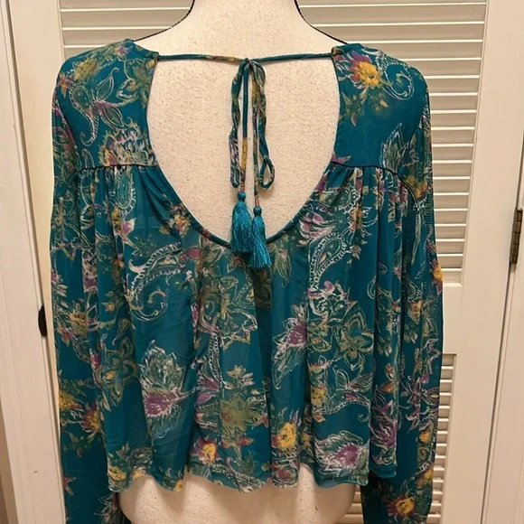 Free People Up For Anything Blouse in Emerald Combo, Size Small - Picture 12 of 17